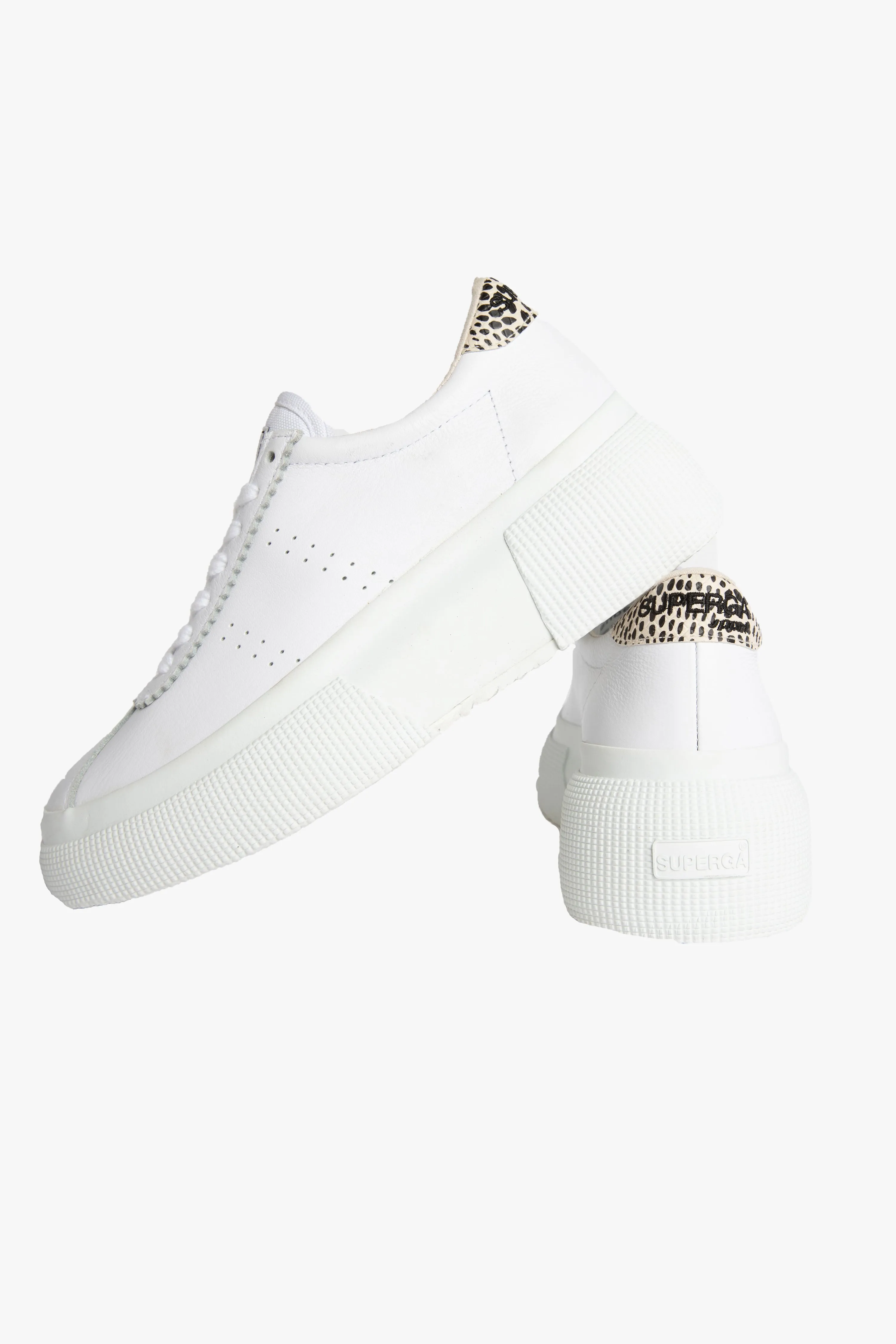 2822 Club 5 White with Faux Reptile Trim Sneaker