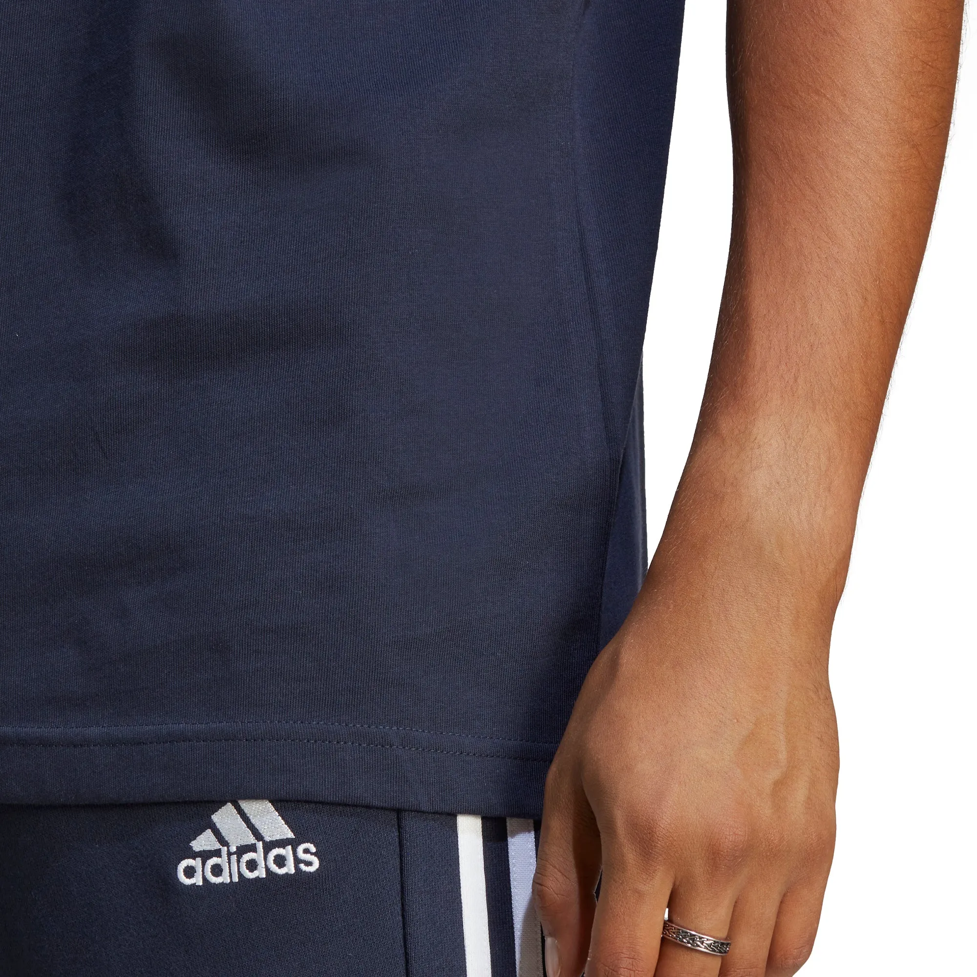 adidas Essentials 3 Stripes Short Sleeve Mens Top - Blue