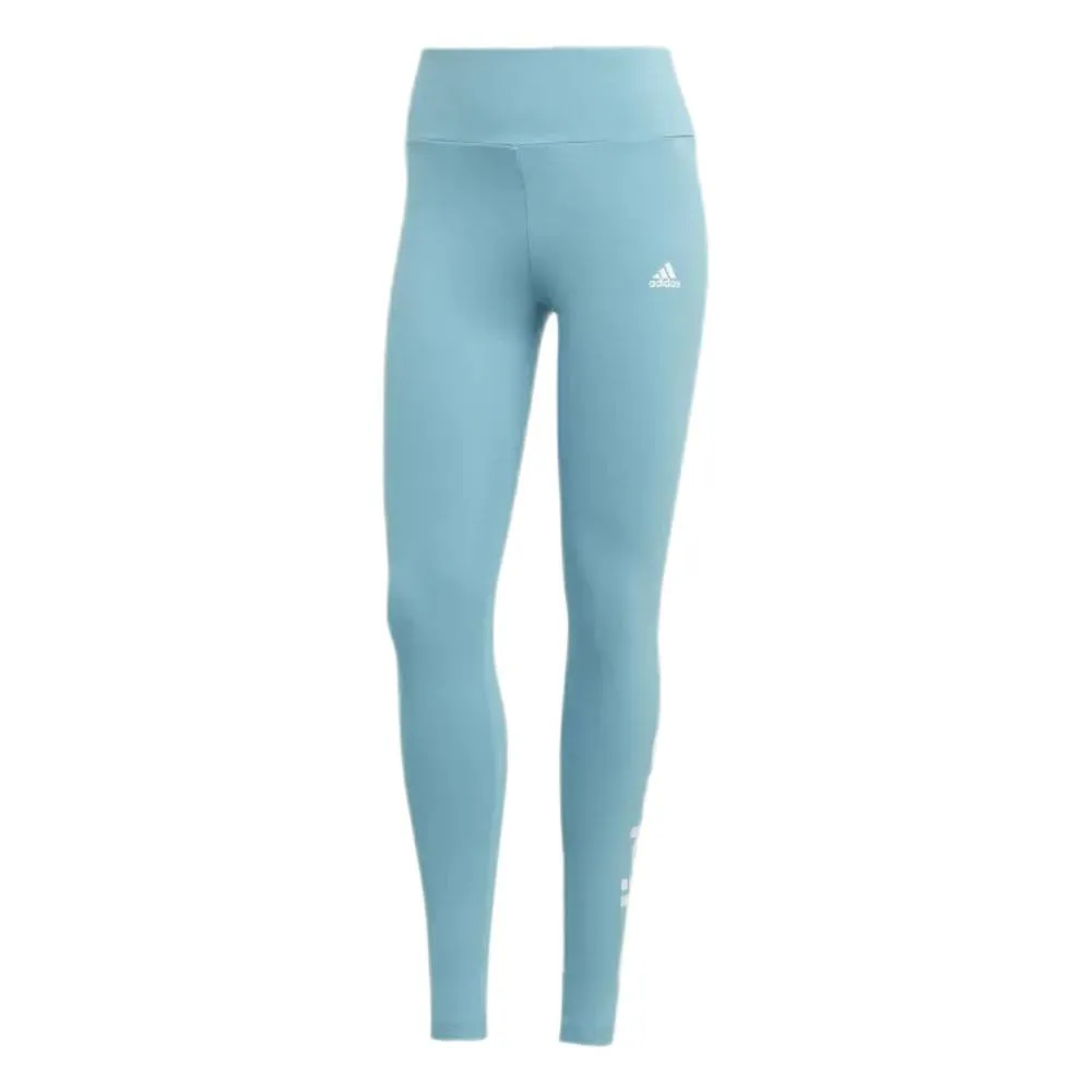 Adidas Women's High Waisted Logo Legging (Preloved Blue/White)