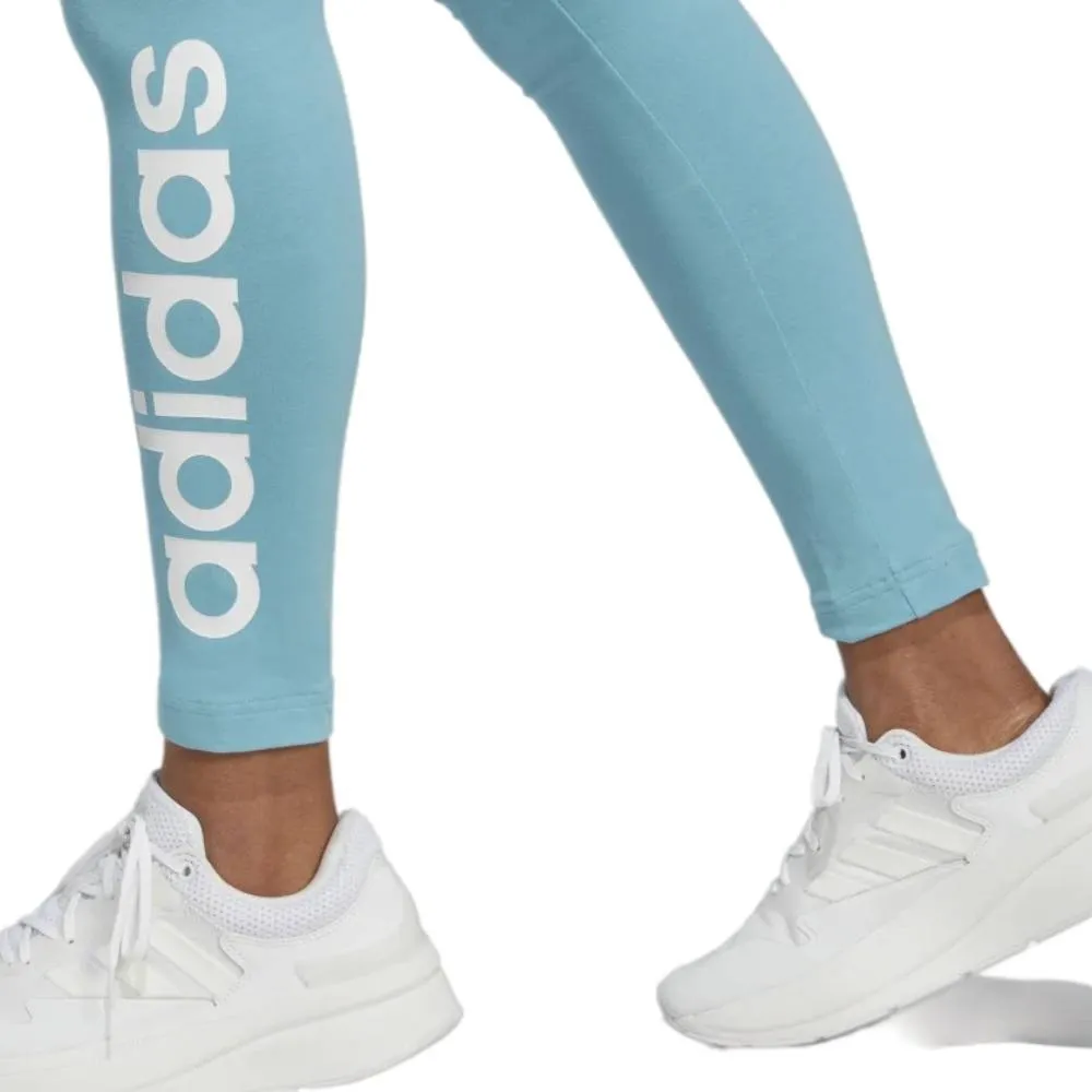 Adidas Women's High Waisted Logo Legging (Preloved Blue/White)