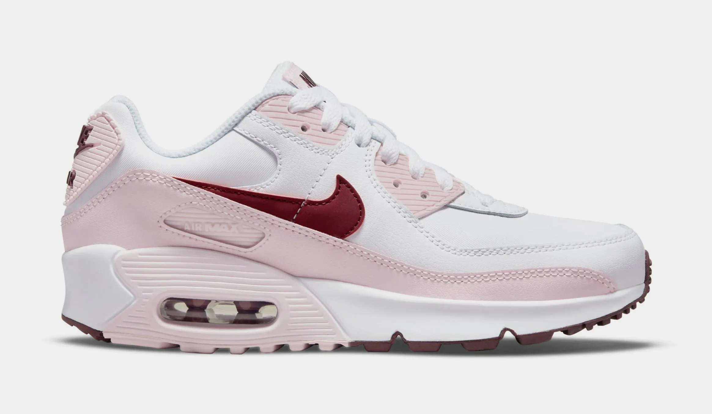 Air Max 90 LTR Pink Foam Grade School Lifestyle Shoes (White/Pink Foam/Dark Beetroot)