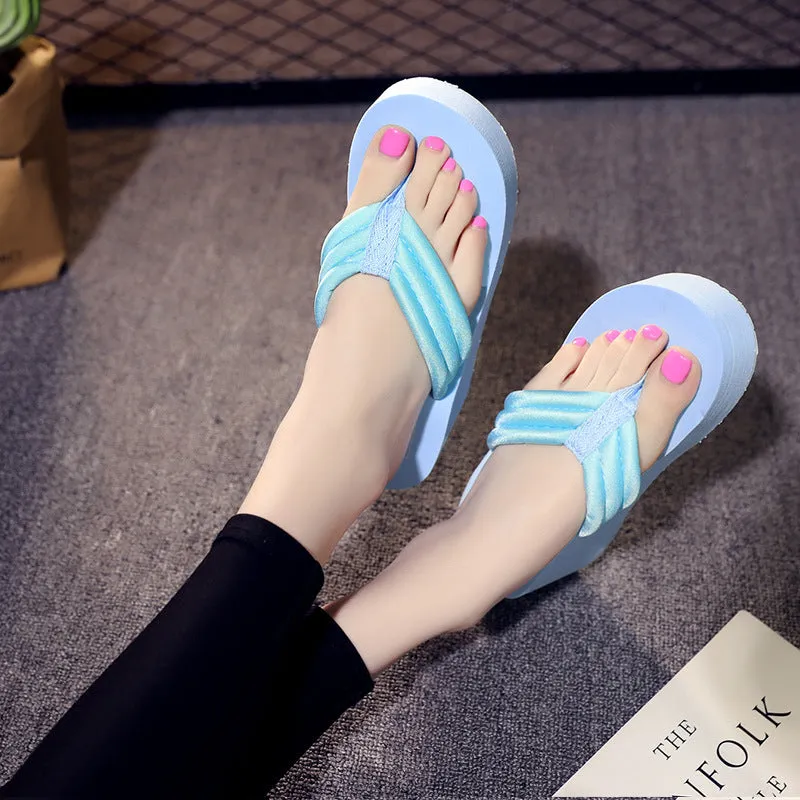 AMH Flip Flops Women's Summer New Platform Beach Shoes Women's Korean-Style Fashion Non-Slip Woven Belt DIY Sandals Wholesale