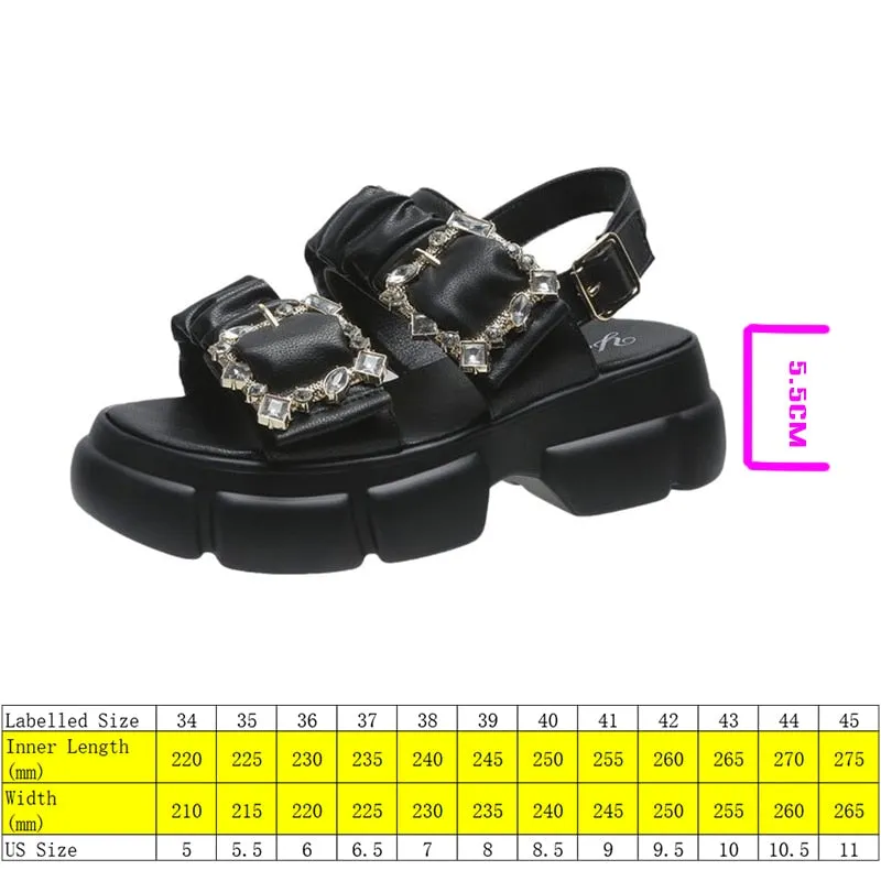 Amozae  5.5Cm Platform Women Summer Shoes Platform Heel Chunky Beach Sandals Women 2024 Comfortable Soft Leather Slippers Sandalea