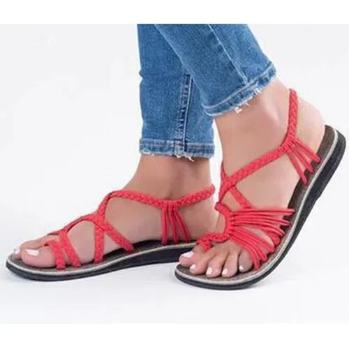 Amozae-Back to school   Women Flip Flop Sandals Summer Woman Cross Flats Ladies Mixed Color Women's Casual Female Sewing Beach Shoes Plus Size 44