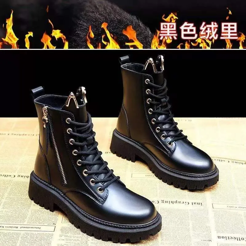 Amozae  Spring Luxury Chelsea Thick Soled Boots Women Platform Ankle Mid Calf Boots Female Fashion Black Velvet Zipper Casual Shoes