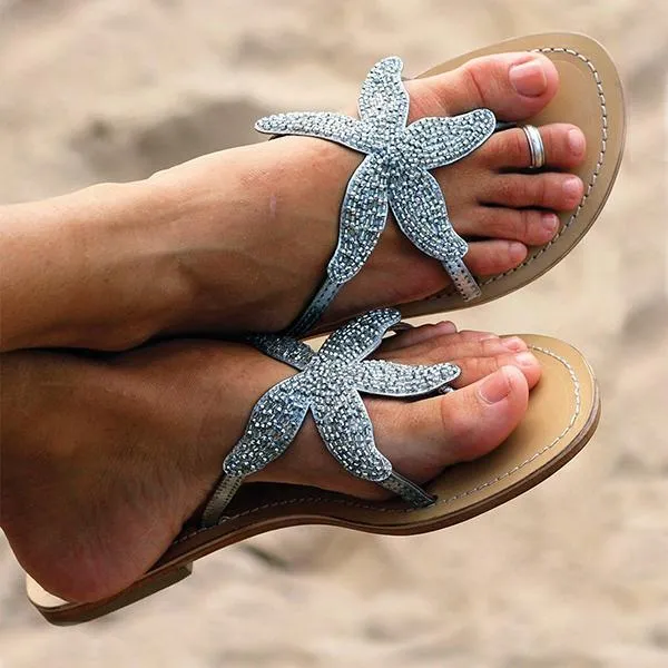 Amozae Women Starfish Beach Flat Sandals