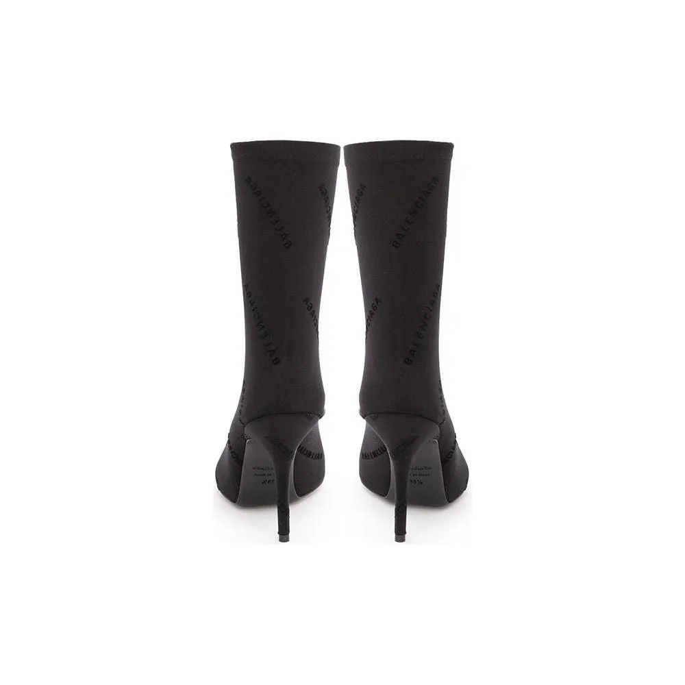 Balenciaga Elegant Black Spandex Statement Boots