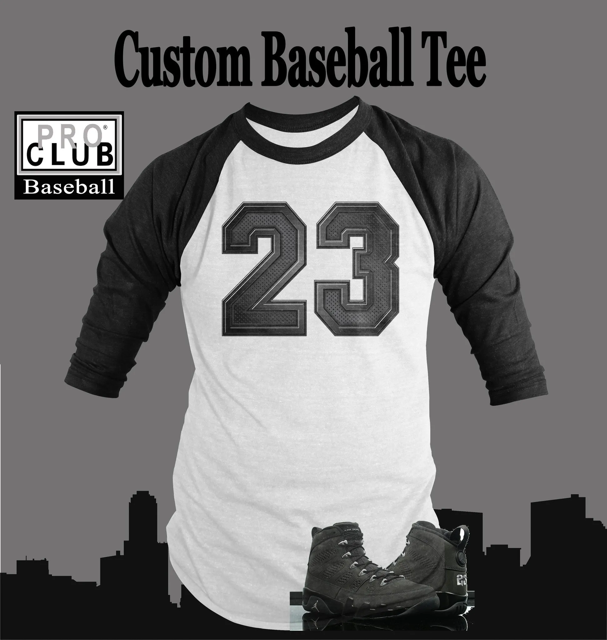 Baseball Graphic T Shirt To Match Retro Air Jordan 9 Anthracite Shoe