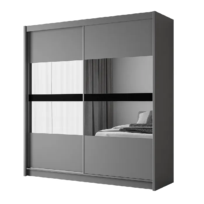 Beam 203cm Sliding Door Wardrobe Graphite Mirror