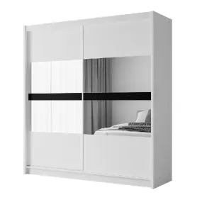 Beam 203cm Sliding Door Wardrobe White Mirror