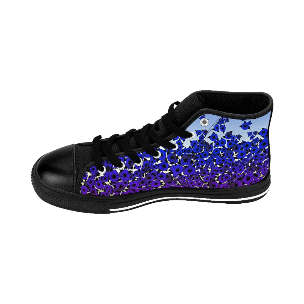 Blue Violet Flowers Women's High-top Sneakers