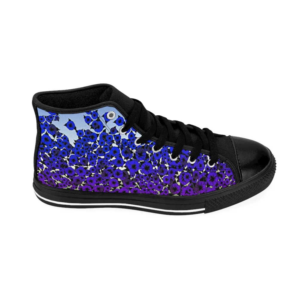 Blue Violet Flowers Women's High-top Sneakers