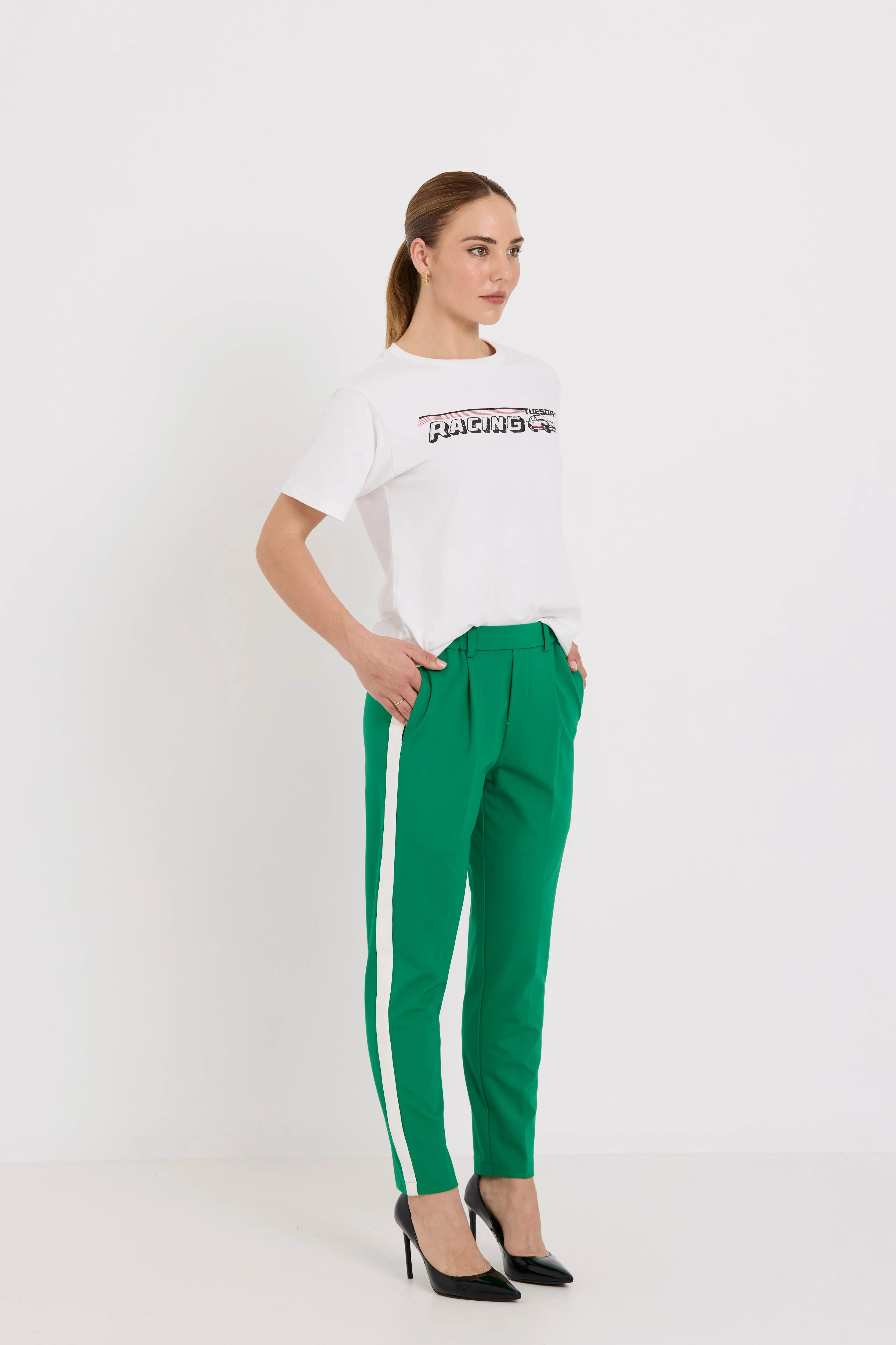 Bobbie Pants | Green/White