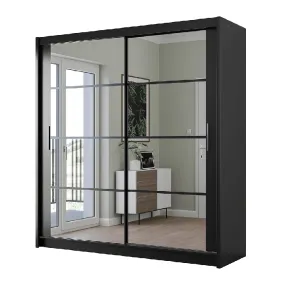 Breanna 203cm Sliding Door Wardrobe Black