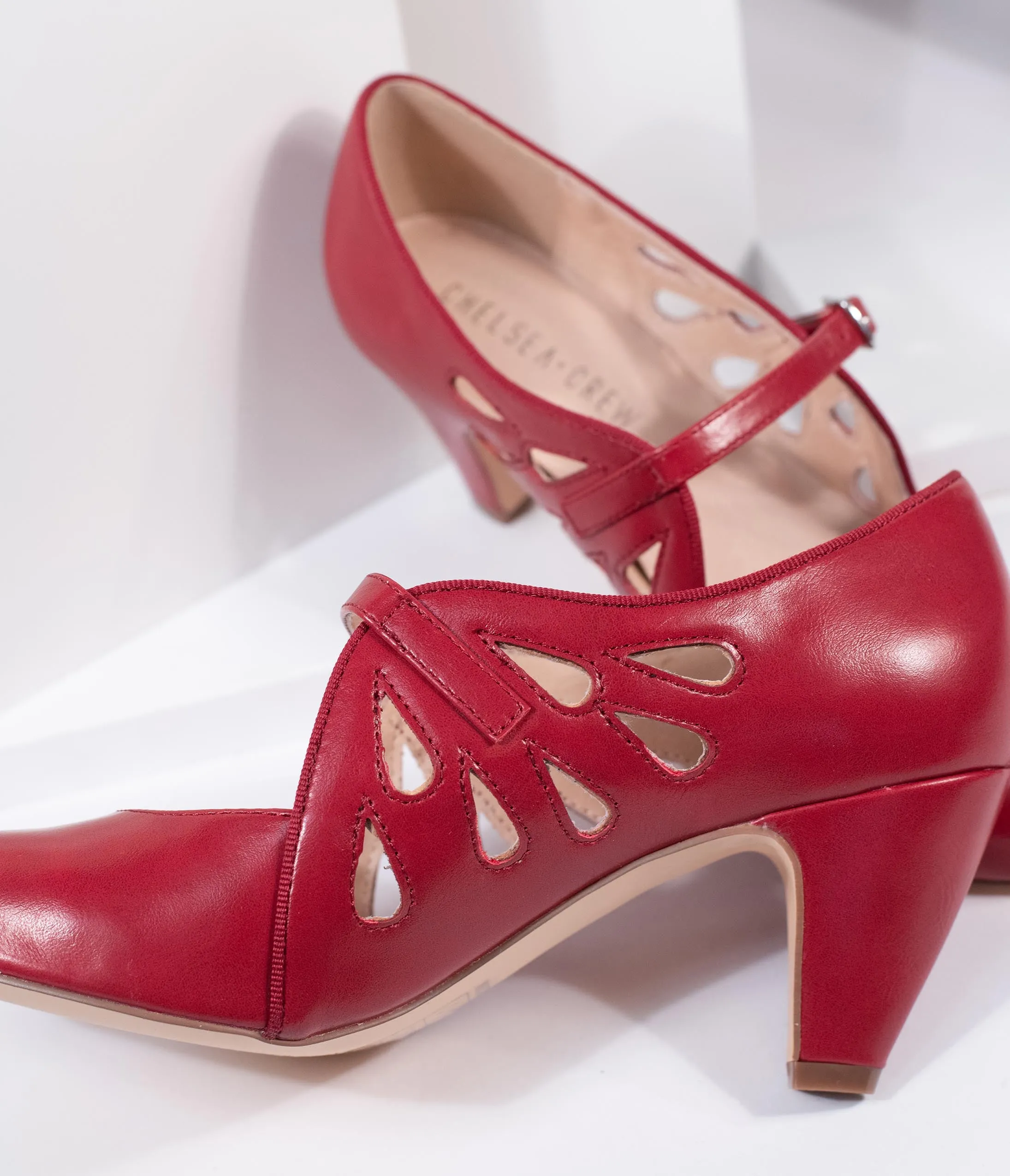 Chelsea Crew Red Leatherette Cutout Lucy Heels