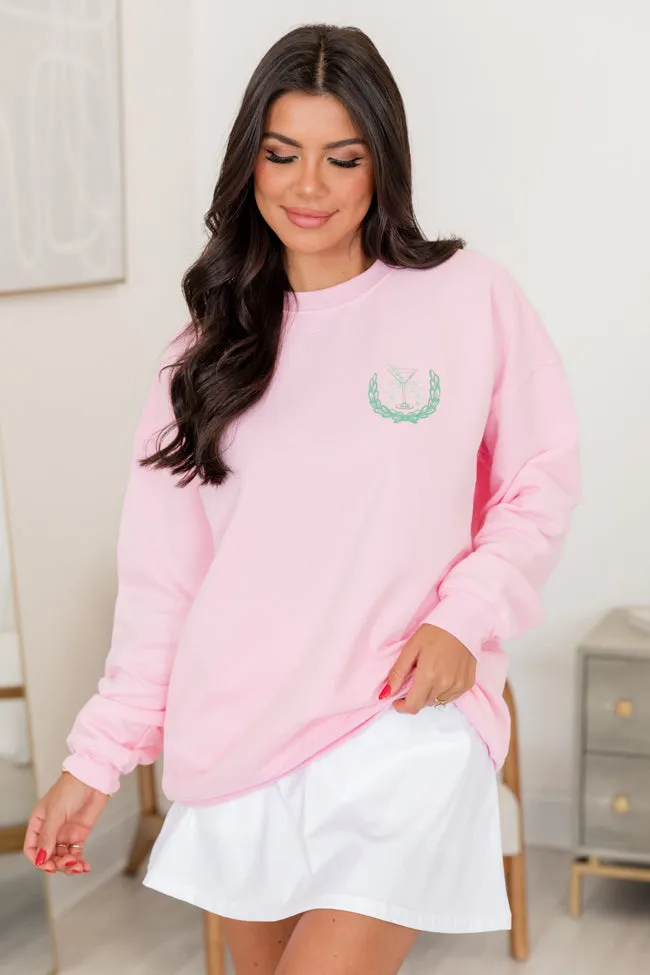 Cocktails And Country Clubs Light Pink Oversized Graphic Sweatshirt