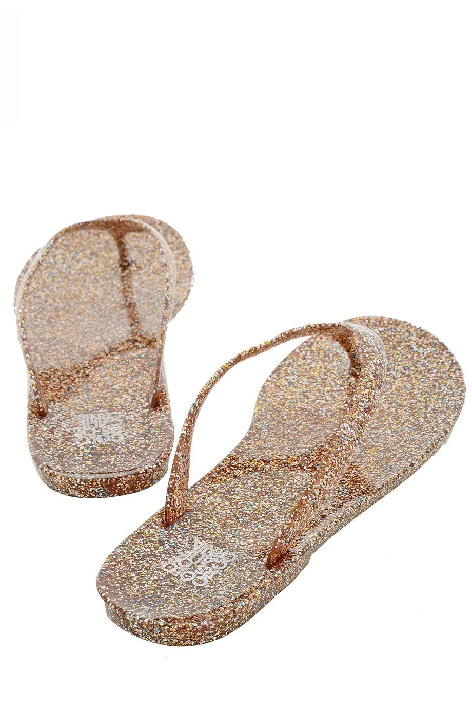 COLORS OF CALIFORNIA GLITTER Peach Thong Flip Flops