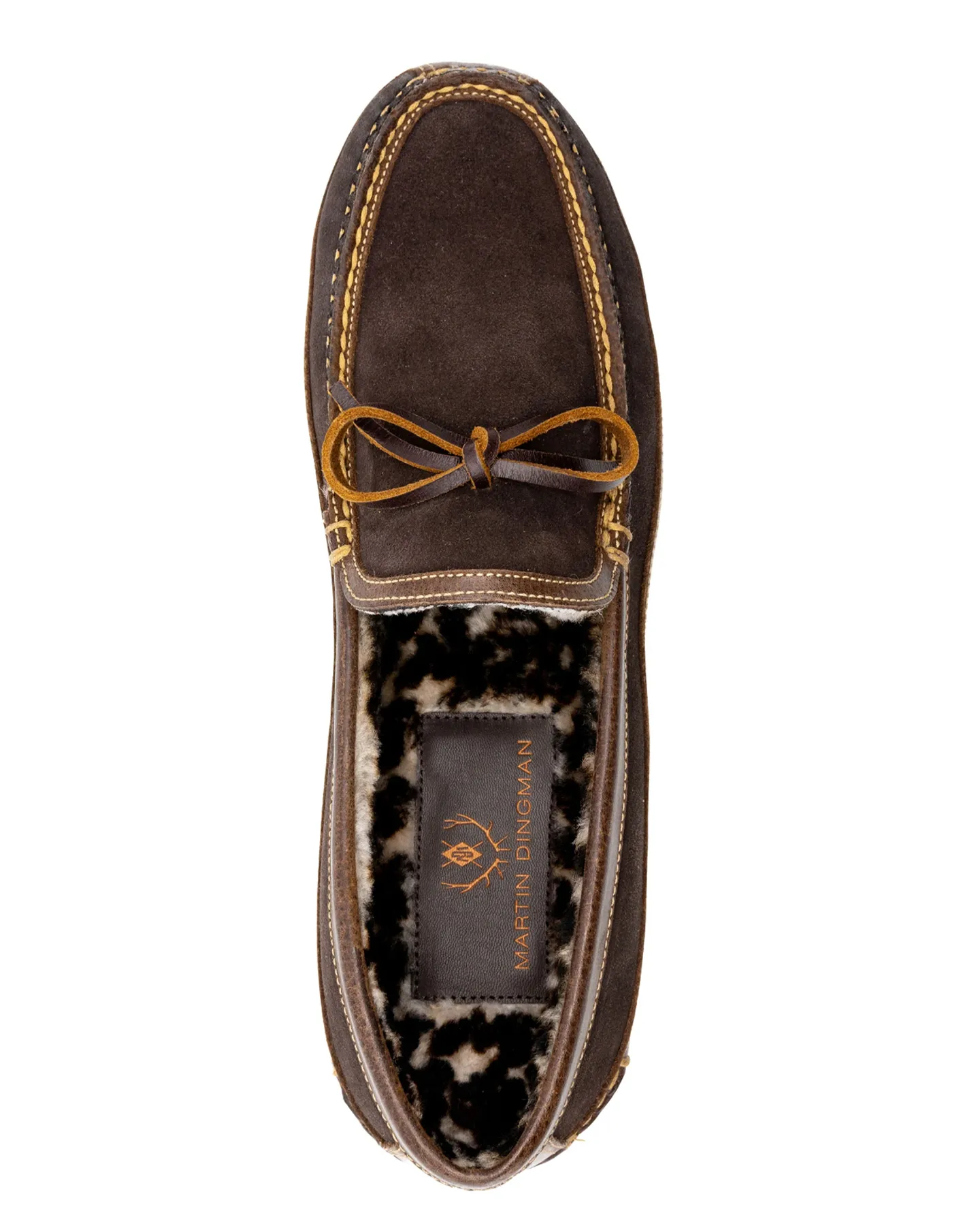 COZY COUNTRY BOW TIE SUEDE AND LEATHER SLIPPER - WALNUT