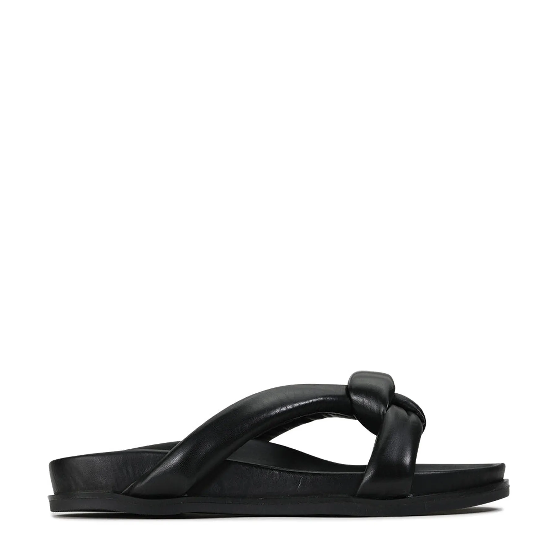 CROSSED SLIDE SANDALS LEATHER