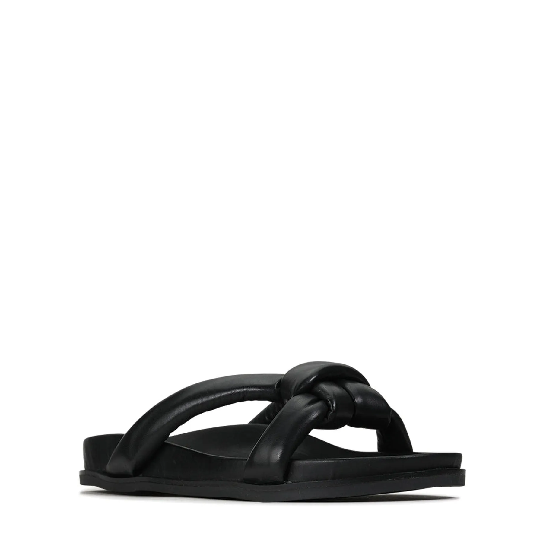 CROSSED SLIDE SANDALS LEATHER