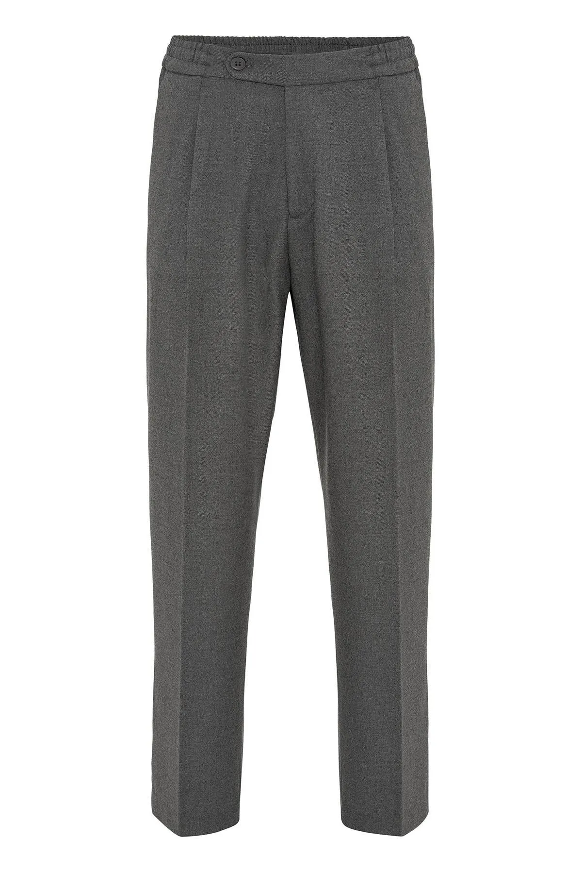 Gray Elastic Waist Baggy Men's Trousers - Wessi