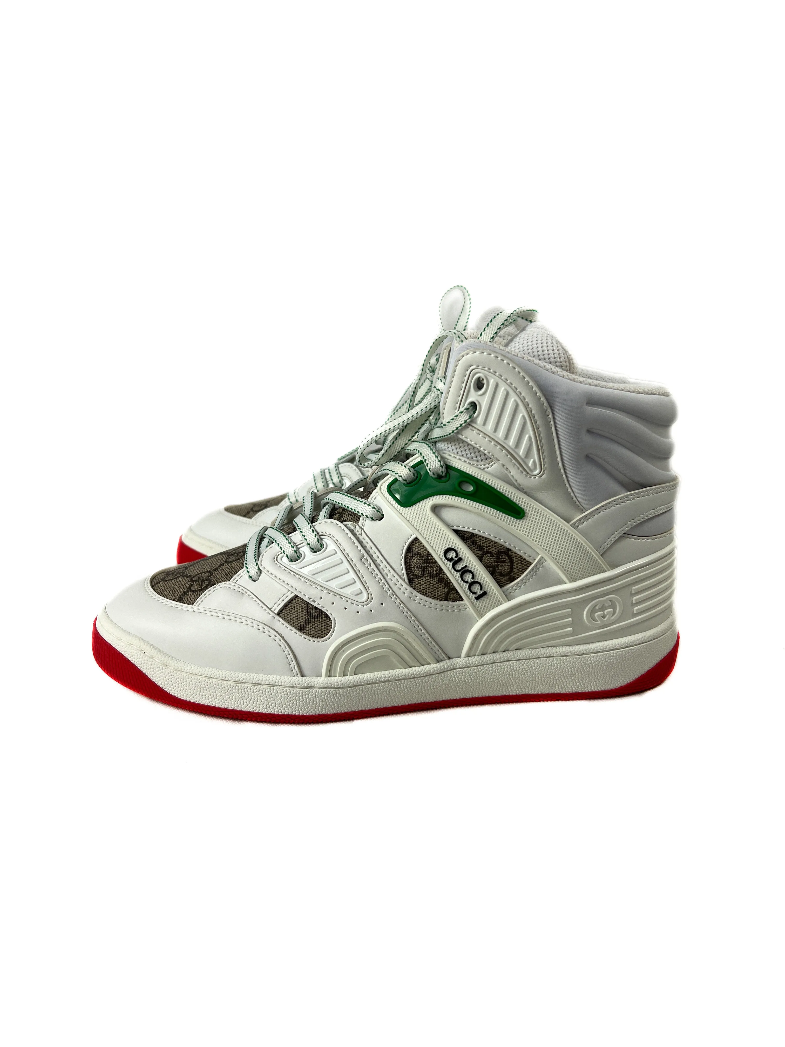 Gucci white retro basket high top sneakers size 38.5 BOX