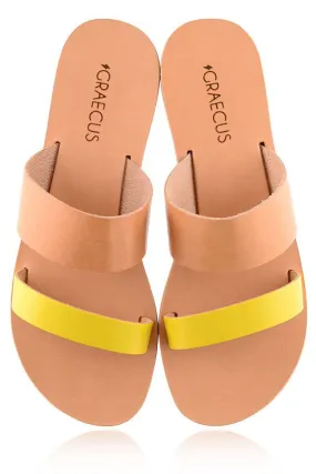 Helena Beige Yellow Leather Sandals