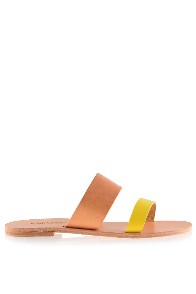 Helena Beige Yellow Leather Sandals