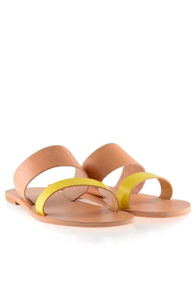 Helena Beige Yellow Leather Sandals