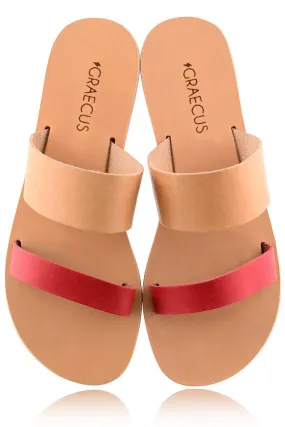 Helena Coral Beige Leather Sandals