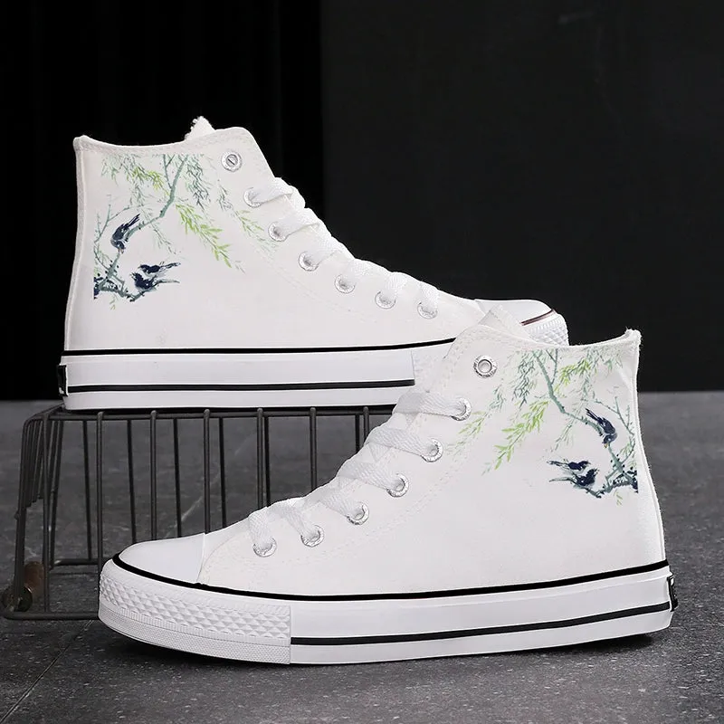 High-top Canvas Shoes Chinese Style National Fashion Ink Bamboo Leisure Couple Sneakers