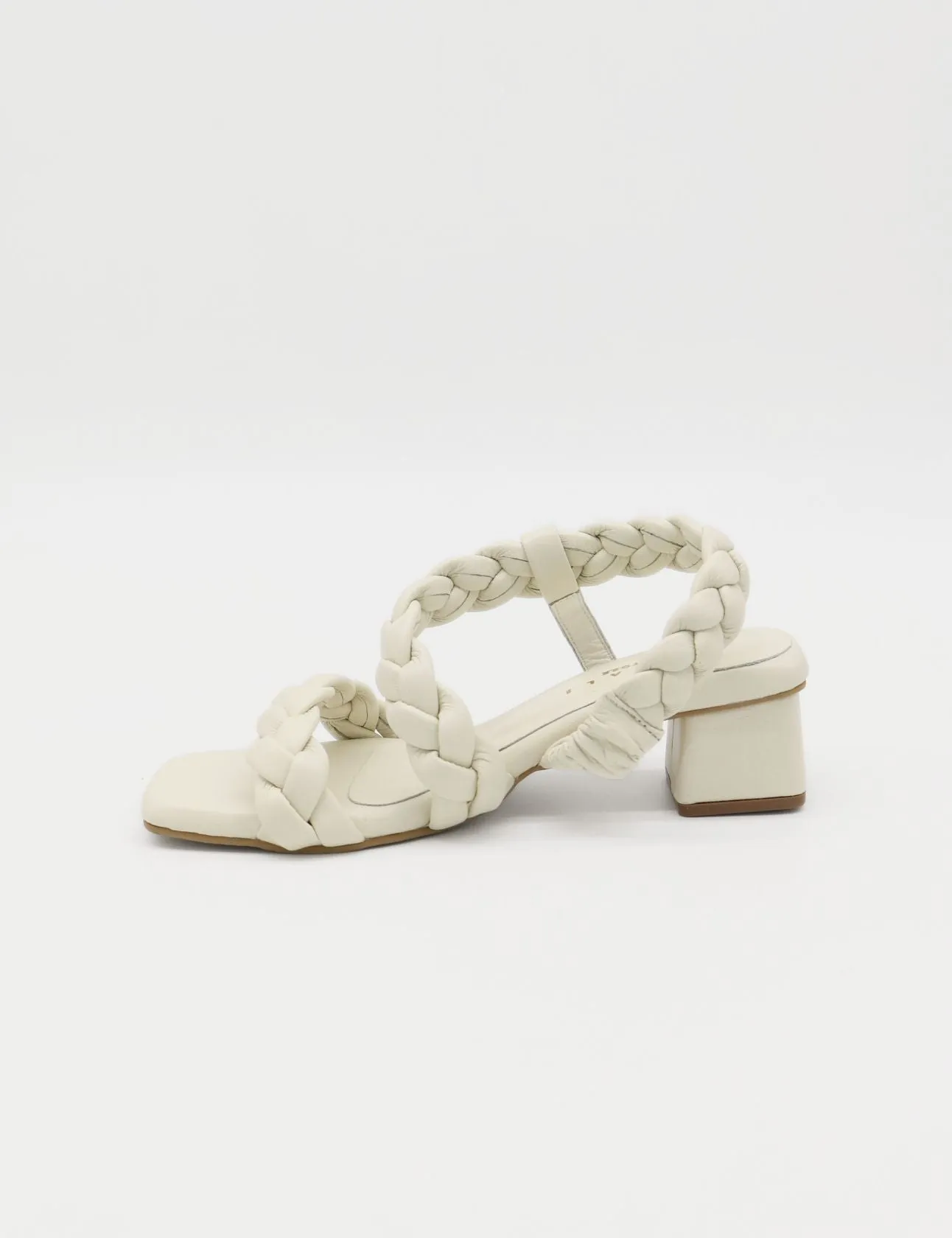 Island braided crochet sandals in off white leather women shoes