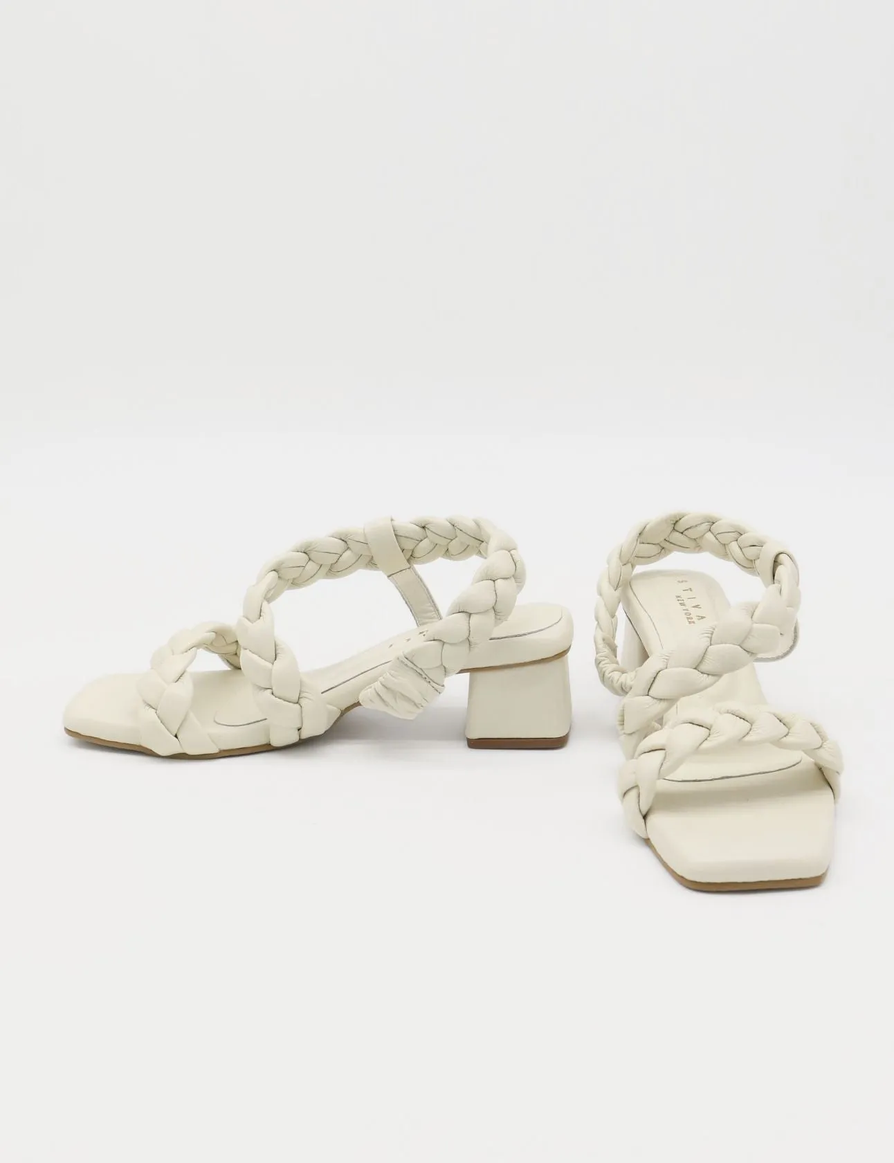 Island braided crochet sandals in off white leather women shoes