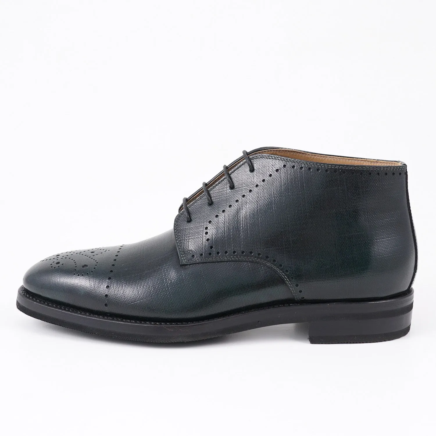 Kiton Saffiano Leather Ankle Boots