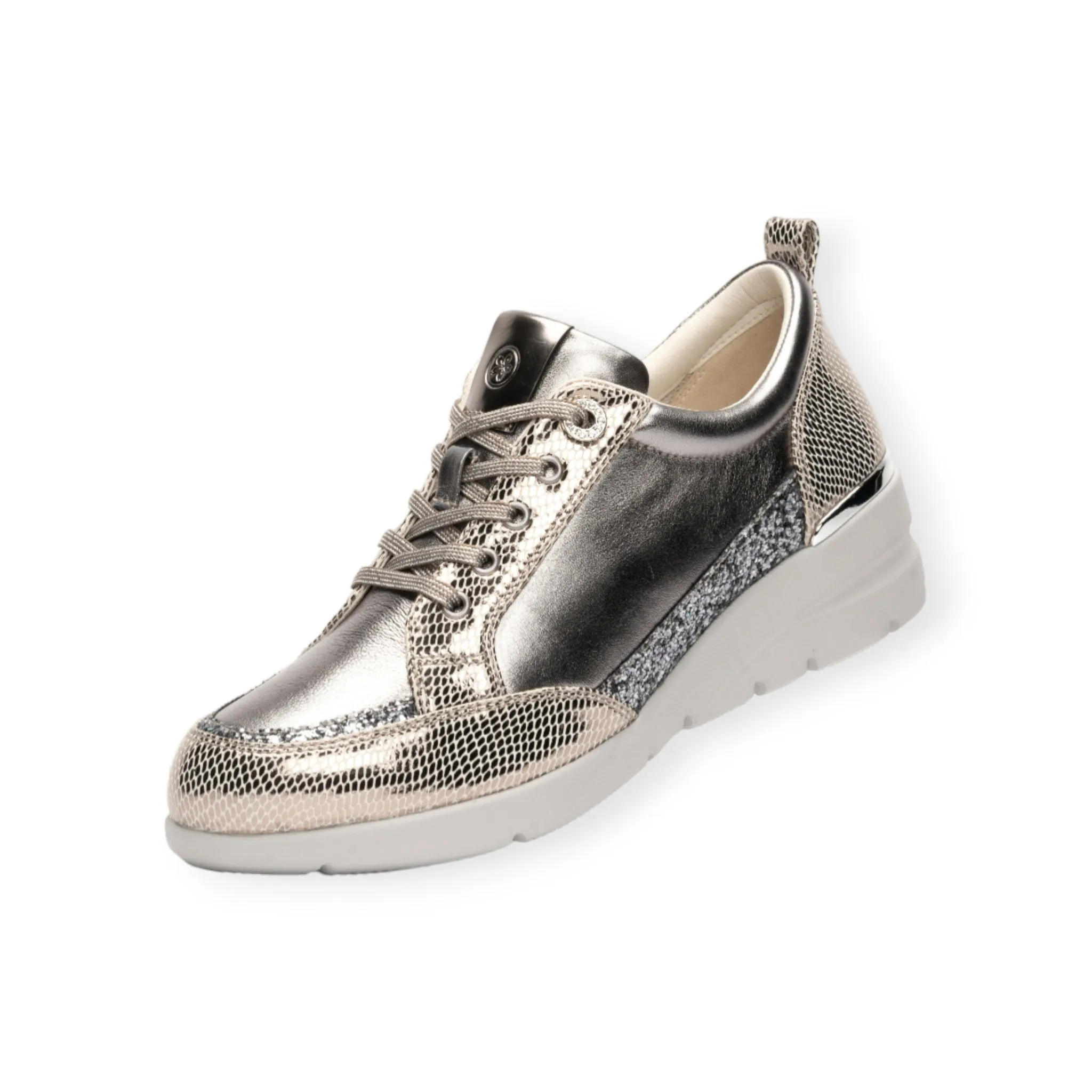 Lightweight Soft Sheepskin sneakers with Swarovski crystal glass eyelet and brightful glitter decoration #FJ103