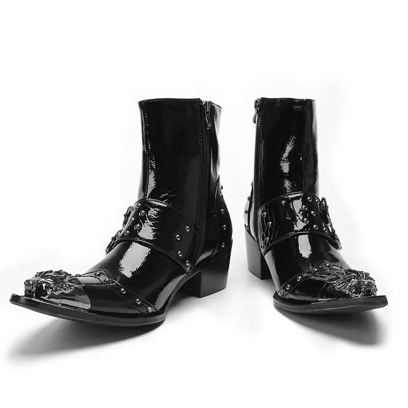 Lux Croc Pattern Leather Dress Boots