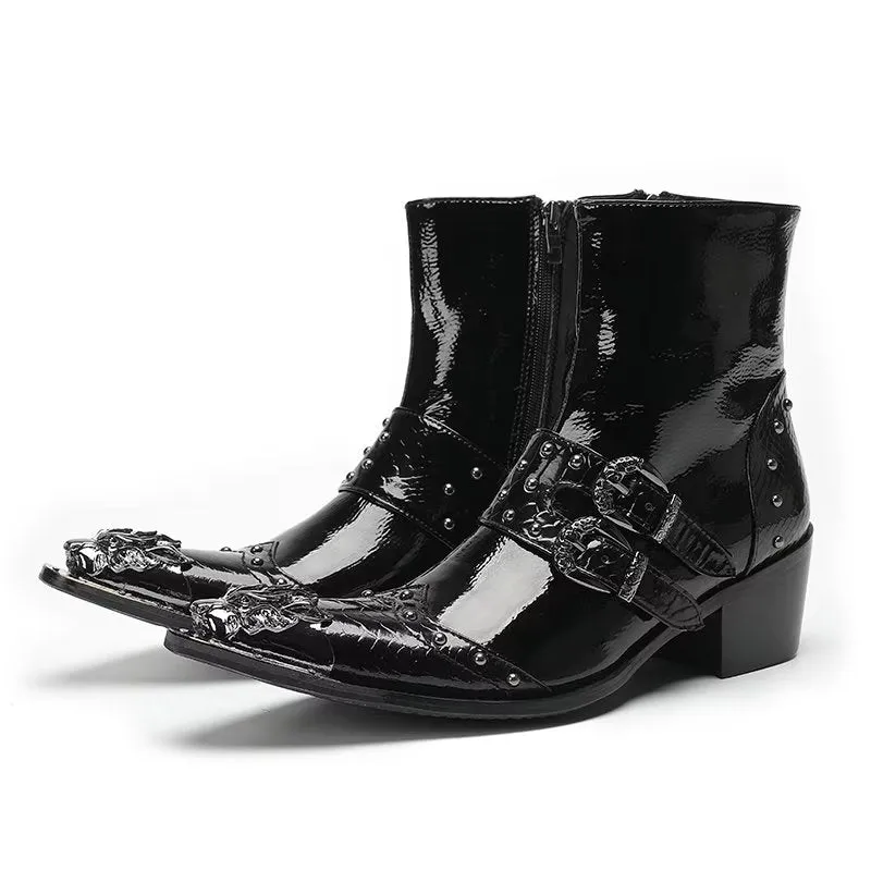 Lux Croc Pattern Leather Dress Boots