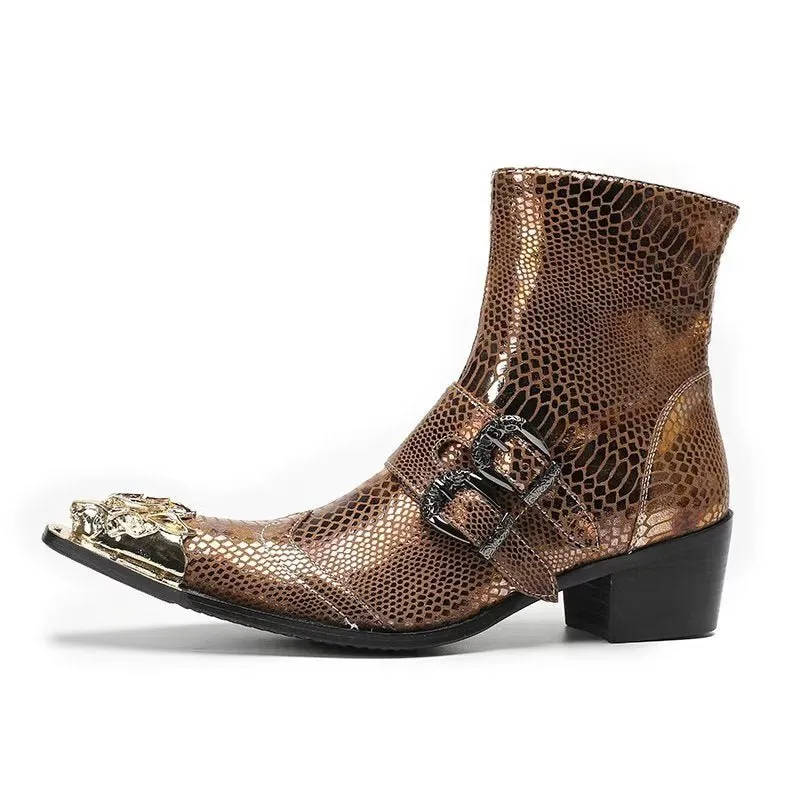 Lux Croc Pattern Leather Dress Boots