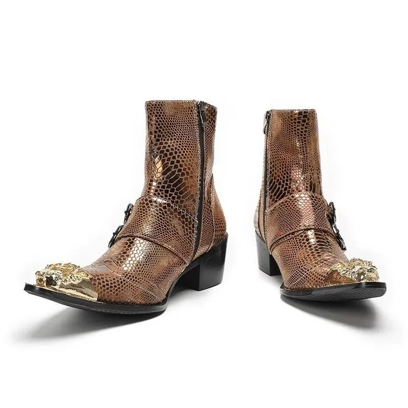 Lux Croc Pattern Leather Dress Boots