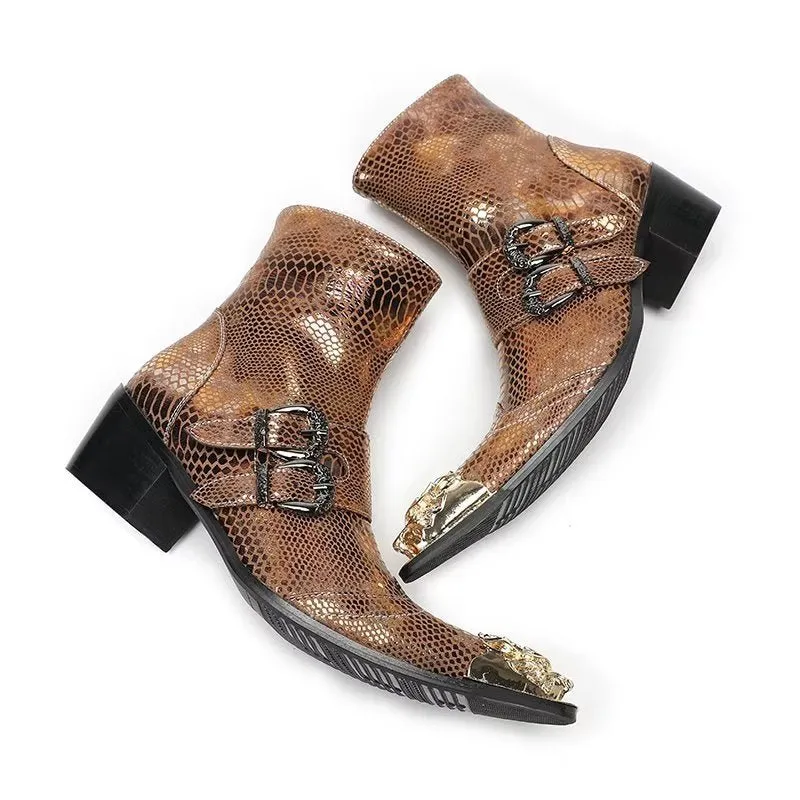 Lux Croc Pattern Leather Dress Boots