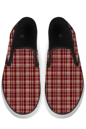 Maroon Black Slip On Sneakers - x