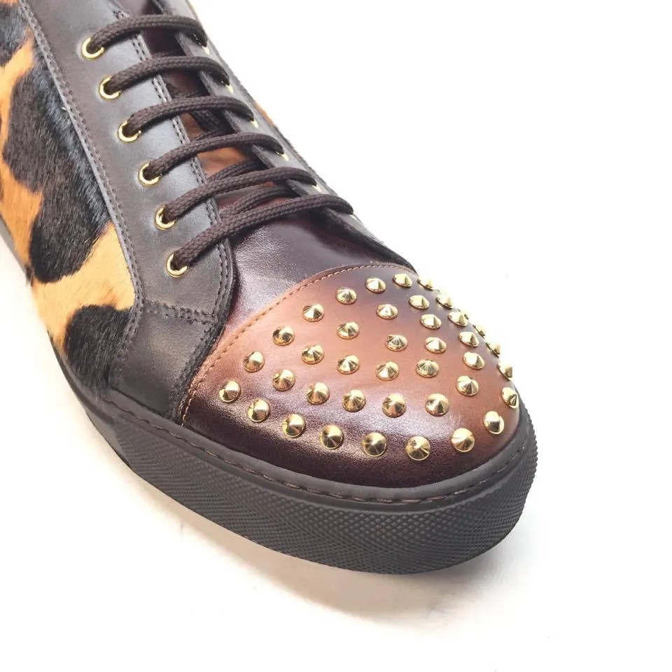 Mauri 6124/1 Pony/Lambskin Studded Sneakers