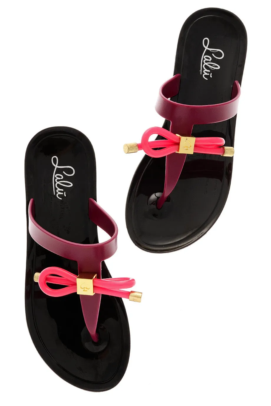 MISHA Black Bow Flip Flops