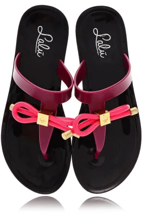 MISHA Black Bow Flip Flops