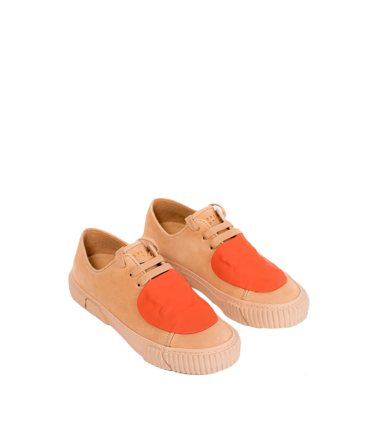 Nude & Orange Two-Tone Patch Sneakers