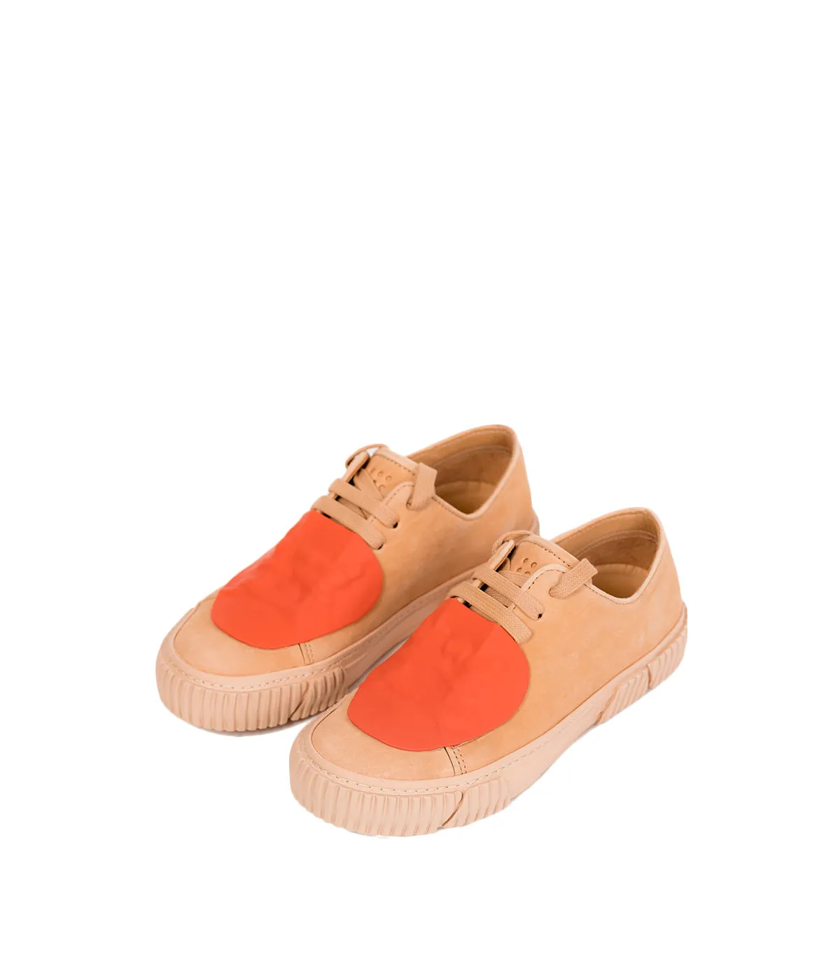 Nude & Orange Two-Tone Patch Sneakers