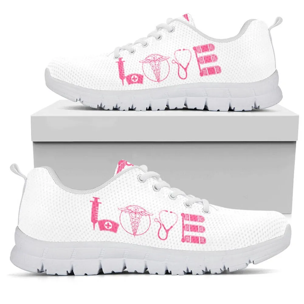 Nurse Sneaker, Nurse Anesthetist Love Pink White Sneakers, Best Shoes For Nurses