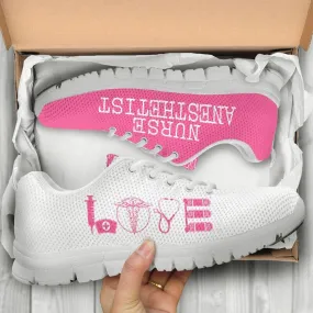 Nurse Sneaker, Nurse Anesthetist Love Pink White Sneakers, Best Shoes For Nurses