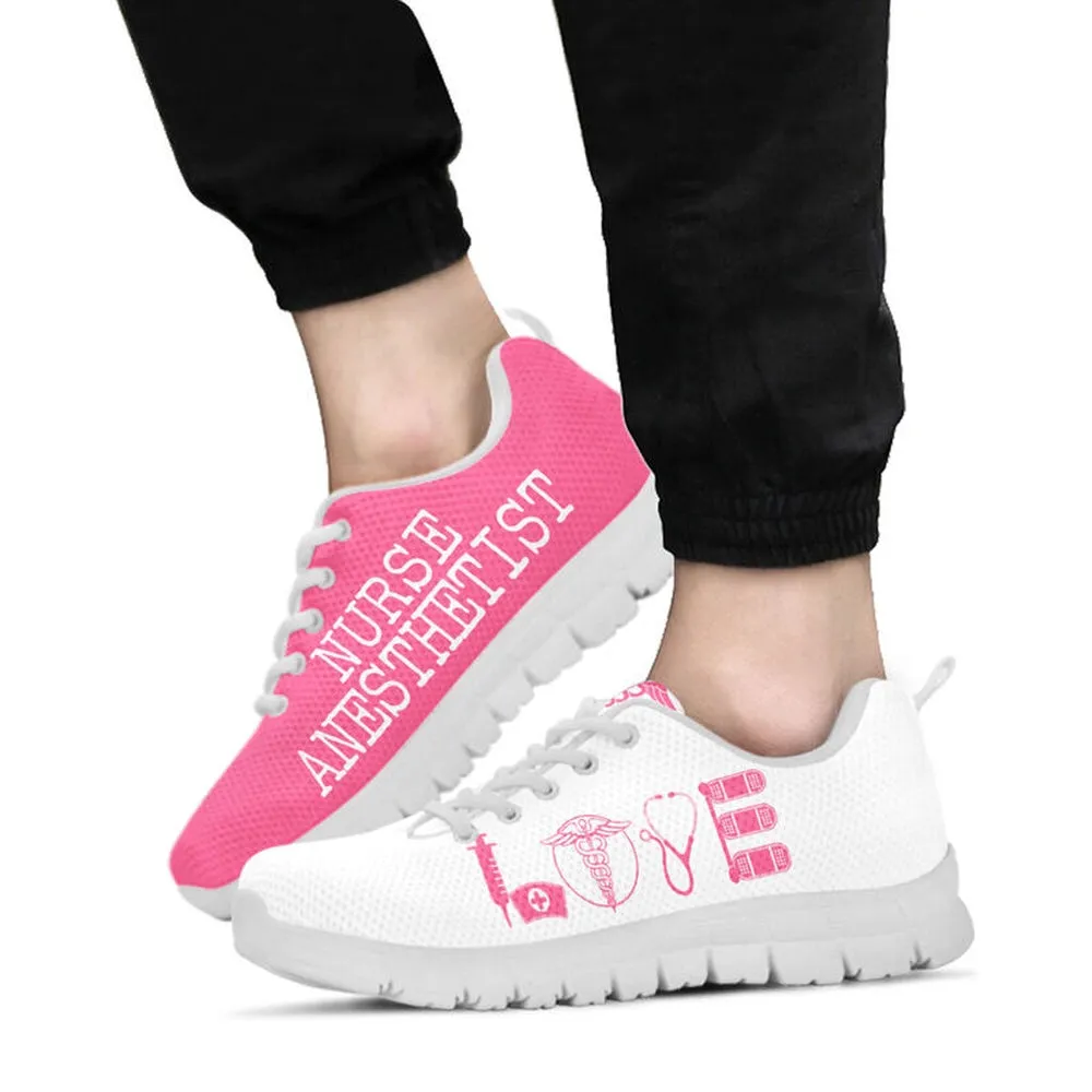 Nurse Sneaker, Nurse Anesthetist Love Pink White Sneakers, Best Shoes For Nurses