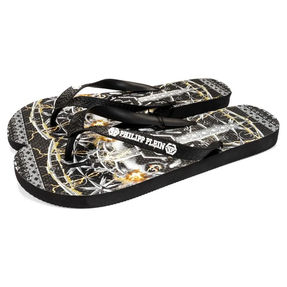 Philipp Plein Multicolor Graphic Print Women's Flip Flops